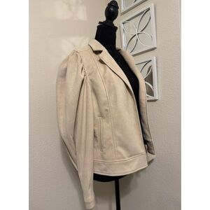 Forever 21 Faux Suede Duster Jacket Beige Super Soft with ruffles